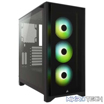 Corsair iCUE 4000X RGB Tempered Glass Mid Tower E-ATX Case  Black